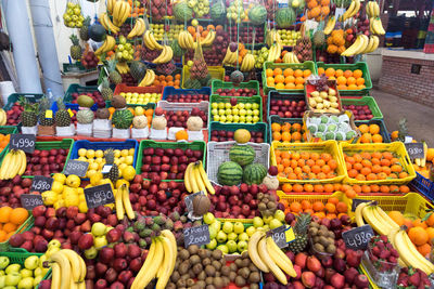 Various fruits for sale at market stall