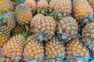 Full frame shot of pineapples