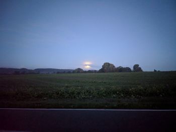 Scenic view of field against clear sky