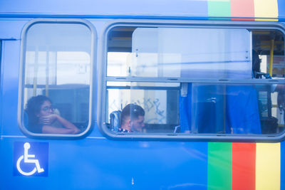 Portrait of people in bus