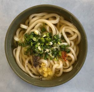 High angle view of soup in bowl