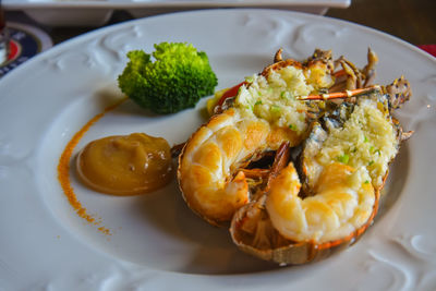 High angle view of meal served in plate