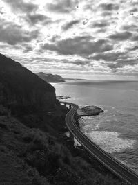 Scenic view of sea against cloudy sky