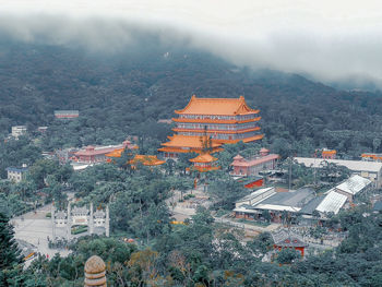 High angle view of buildings in city