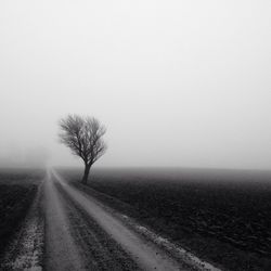 Empty road in foggy weather