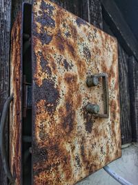 Close-up of rusty metal door