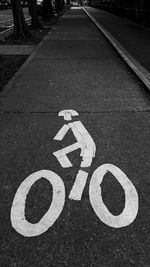 Bicycle lane on road in city