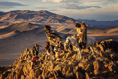 Panoramic view of a horse on mountain