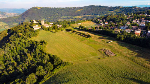 Aerial landscape of italian appennini hills