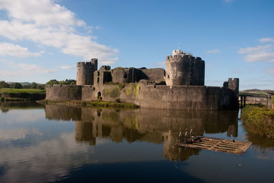 Reflection of built structure in water