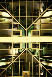 Low angle view of illuminated building at night