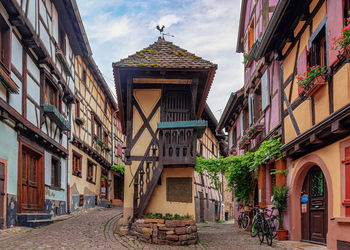 Eguisheim, france. the colorful half-timbered houses of the beautiful alsatian town.