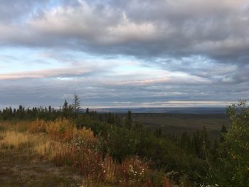 Scenic view of land against sky