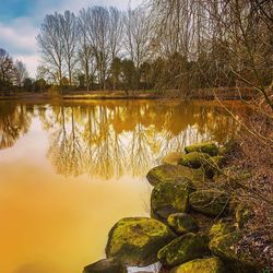 Scenic view of lake against sky