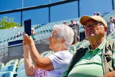 Couple sitting in stadium