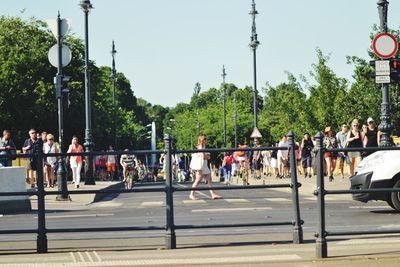 People walking on road