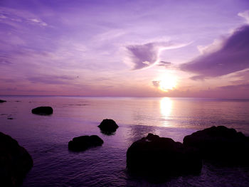 Scenic view of sea against sky during sunset