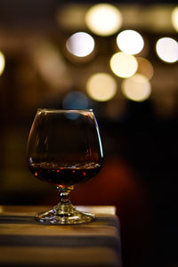 Close-up of wine glass on table