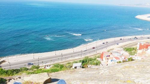 High angle view of beach against sky