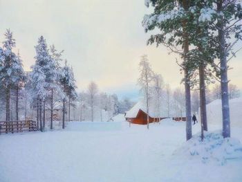 Scenic view of snow covered field