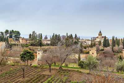 View of alhambra from generalife gardens, granada, spain
