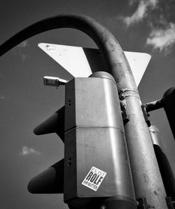 Low angle view of arrow sign