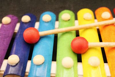 Close-up of multi colored xylophone