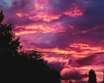 Low angle view of cloudy sky at sunset