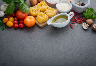 Various fruits on vegetables