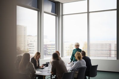 People talking during business meeting