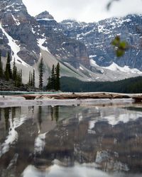 Scenic view of snow covered mountains and lake