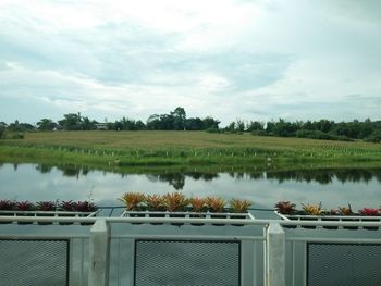 Scenic view of lake against sky