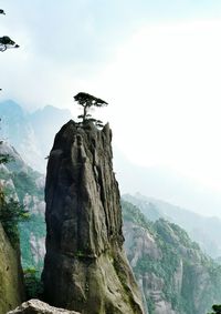 Scenic view of rocky mountains at huangshan