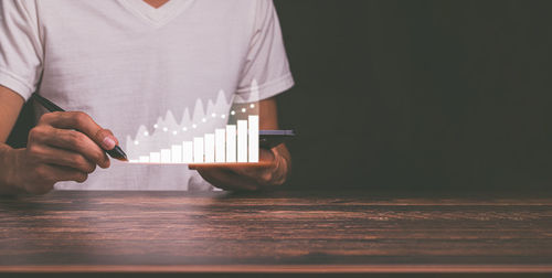 Planning and strategy business growth virtual hologram stock invest in trading illustration