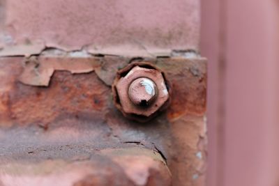 Close-up of rusty metal on wall