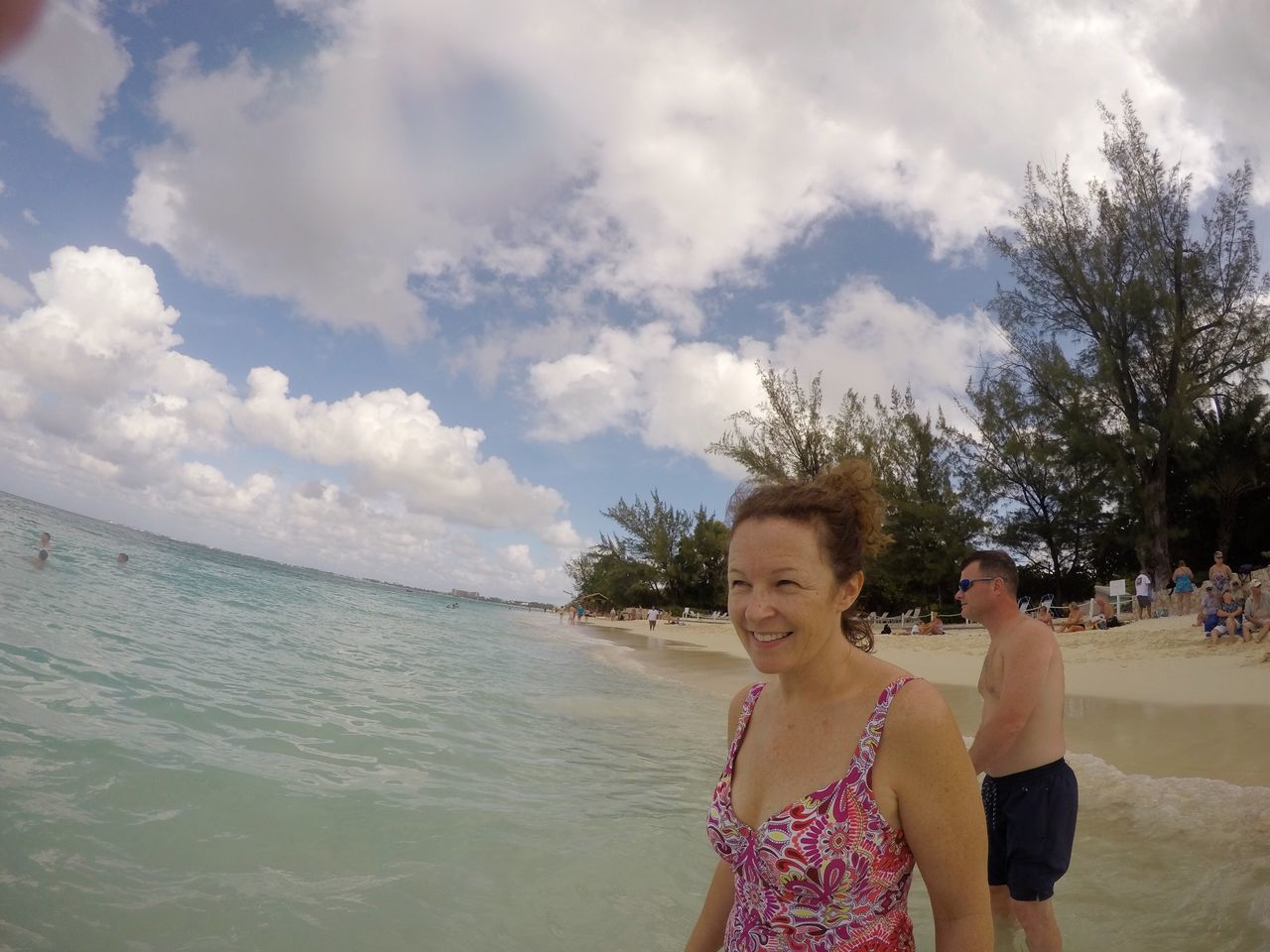 cloud - sky, two people, beach, sky, day, outdoors, vacations, archival, palm tree, sea, portrait, togetherness, adults only, water, people, tree, young adult, nature, adult, only women