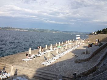 View of sea against cloudy sky