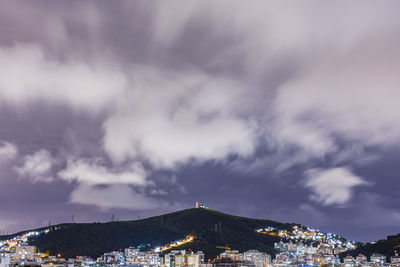 Long exposure urban night photography with buildings and lights in rio de janeiro, brazil