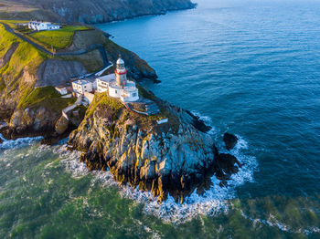 High angle view of rocks on beach