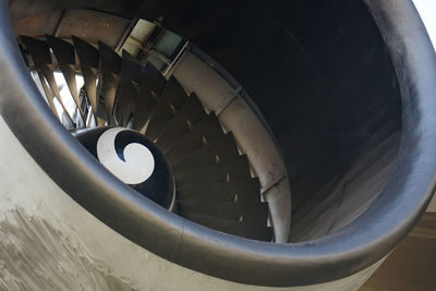 High angle view of spiral staircase in building