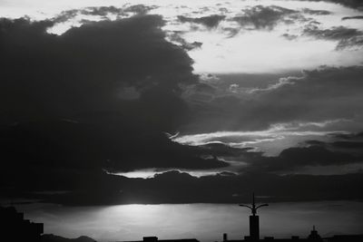 Low angle view of silhouette mountain against sky