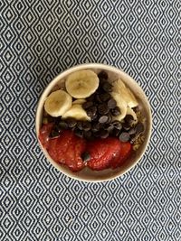 High angle view of breakfast on table