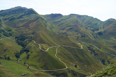 High angle view of mountains against sky