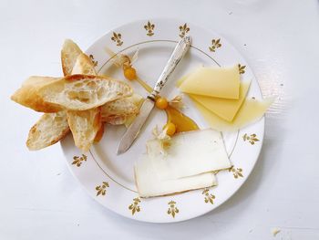 High angle view of bread in plate