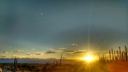 Scenic view of field against sky during sunset