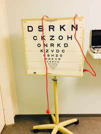 Close-up of text on wall