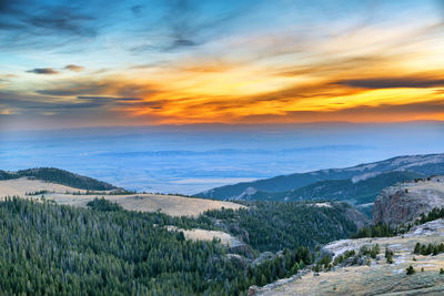 Scenic view of landscape against sky during sunset