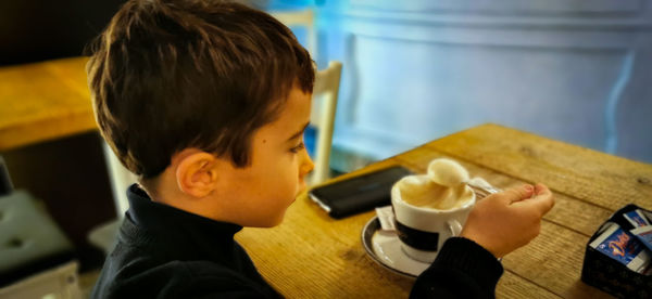 Portrait of boy holding ice cream