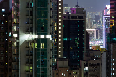 Illuminated buildings in city at night