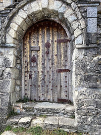 Closed door of old building